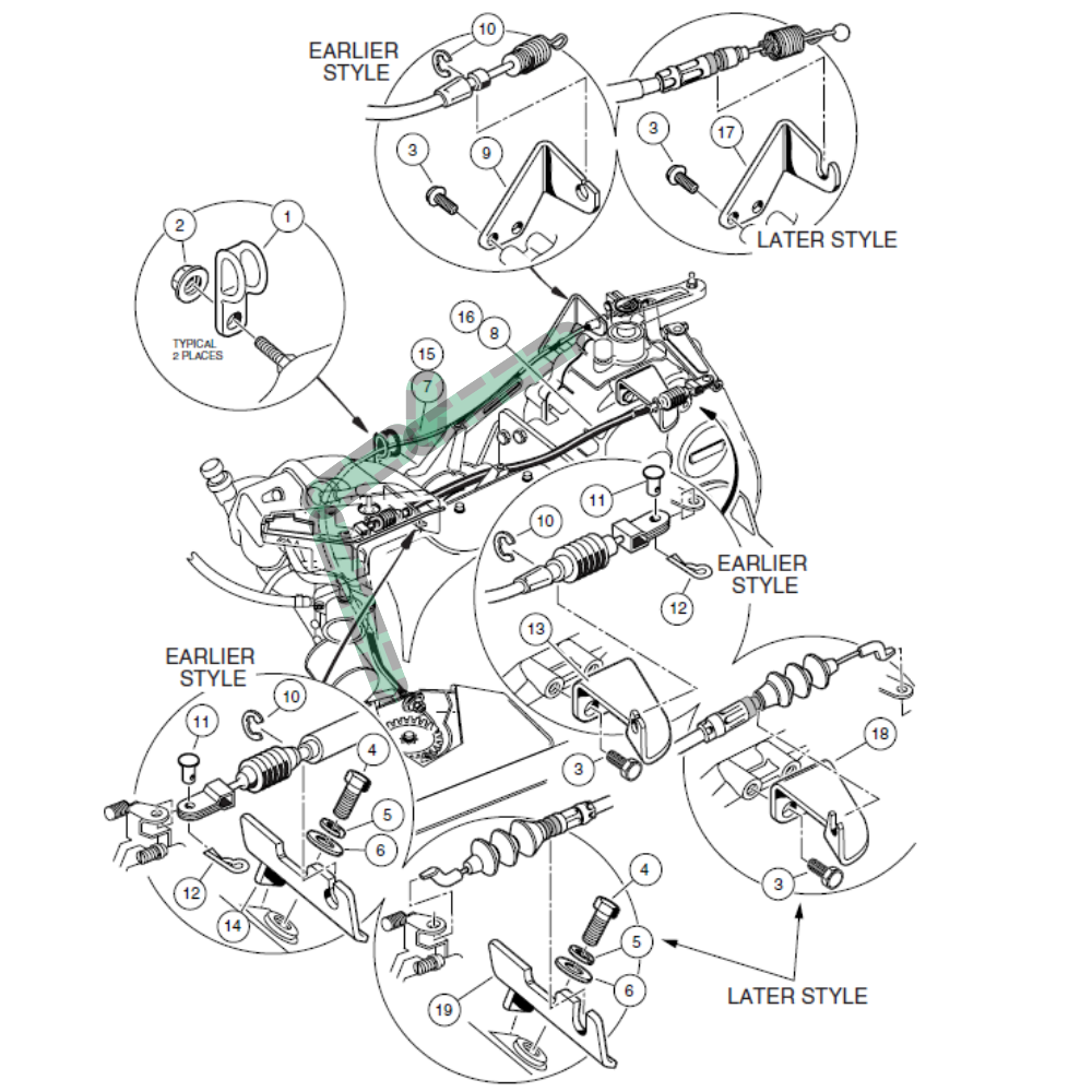 Club Car Acclerator Cable Kit - Club Car Fe290 & Fe350 1997-2003 1/2 Gas - Fits Oem# 101832501, 102437801) - OEM #101832501