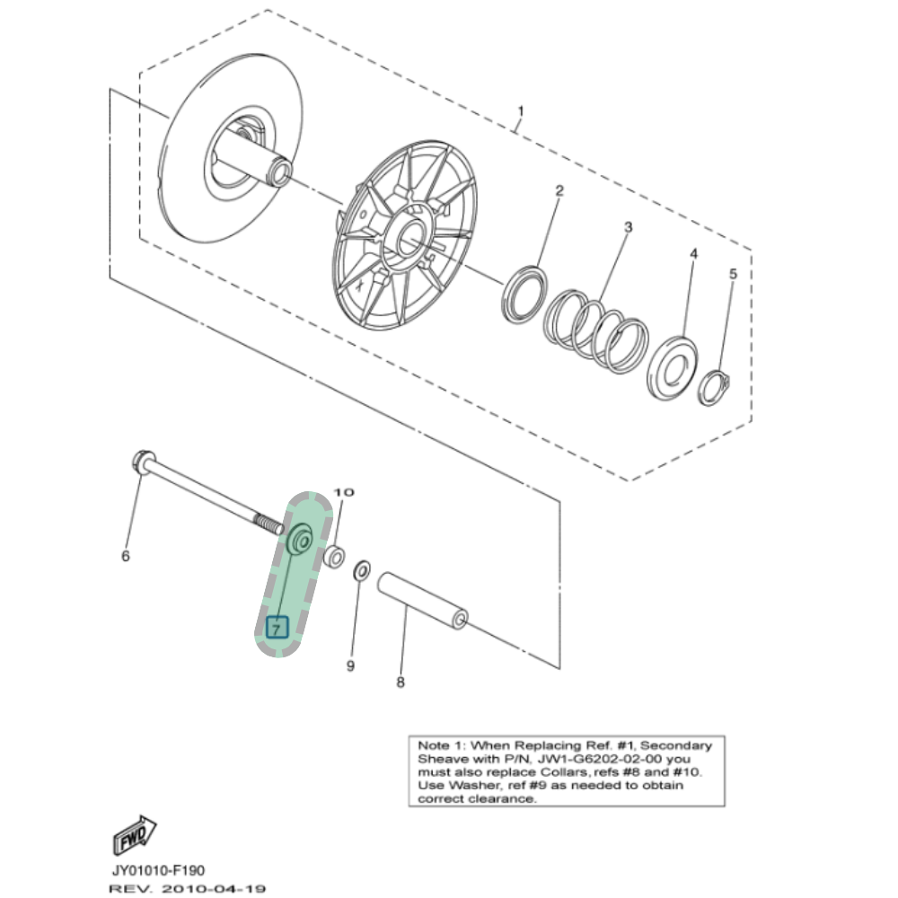 Yamaha G29 Driven Clutch Mounting Bolt Washer. For Yamaha Gas 2007-Up G29 Drive (Oem #90209-08013, 90209-08018-00) - OEM #90209-08013